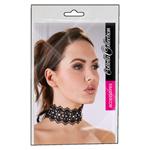 Zwarte geborduurde halsband met steentjes