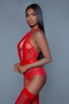 Ophelia Kanten Jarretel Body - Rood