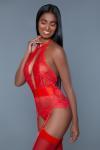 Ophelia Kanten Jarretel Body - Rood