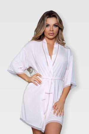 Sylvie Kimono Met Kant - Poeder Roze