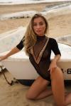 Trendy body met mouwen zwart