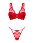 Lonesia Kanten BH Set Met Sexy Slip - Rood