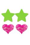 Tepelstickers Ster & Hartje 2 stuks - Neon Groen/Neon Roze