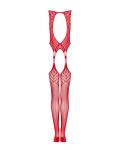 Mesh Catsuit Met Jarretel Design - Rood
