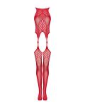 Mesh Catsuit Met Jarretel Design - Rood