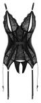 Jarretel-set met open cups - zwart