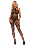 All About You Catsuit w/ Open Kruis - Zwart
