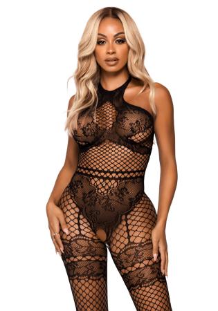 All About You Catsuit w/ Open Kruis - Zwart