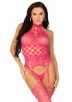 Halternek Jarretel Catsuit - Roze