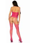 Halternek Jarretel Catsuit - Roze