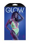 SPOTLIGHT - Body van Elastisch Kant met Drukknoopsluiting - Neon Groen
