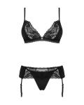 Maderris Romantische set met jarretelgordel - Zwart