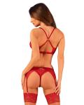 Lacelove Romantische set met jarretelgordel - Rood