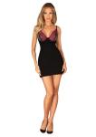 Obsessive - Rosenty Babydoll & String - Zwart/Paars