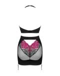 Obsessive - Rosenty Top & Skirt - Zwart/Paars