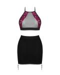 Obsessive - Rosenty Top & Skirt - Zwart/Paars